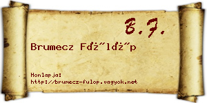 Brumecz Fülöp névjegykártya